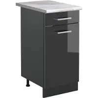 Vicco Keukenonderkast R-Line, Antraciet Hoogglans/Antraciet, 40 cm marmer werkblad
