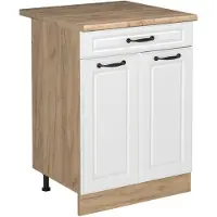 Vicco Keukenonderkast R-Line Wit landelijk/Goudkleurig Eiken 60 cm met lade goudkleurig eiken werkblad, Model 61232
