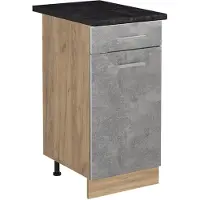 Vicco Keukenonderkast R-Line, Beton/Goudkleurig Eiken, 40 cm antraciet werkblad