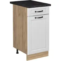 Vicco Keukenonderkast R-Line, Wit landelijk/Goudkleurig Eiken, 40 cm antraciet werkblad