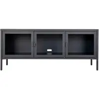 Nest of Nora TV meubel Ryka - 3 glazen deuren van metaal 130x40x55 cm - Zwart