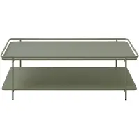 Nest of Nora Metalen salontafel rechthoekig - Met onderblad - 110x55 cm - Olijfgroen