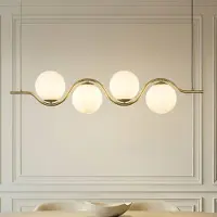 LUCANDE Hanglampe , Isandro, dimbare, Goud / Messing, Eetkamer, Glas, Designer