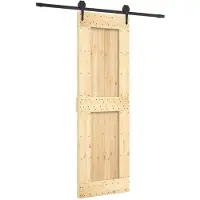 vidaXL Schuifdeur Naturel en Zwart 70 x 210 cm Massief Pine Hout