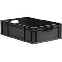Schäfer Shop Eurobox-serie Economy, open handgrepen, gerecycled kunststof, B 600 x D 400 x H 170 mm, 34 l, antraciet