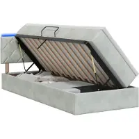 vidaXL LED-bed met matras, lichtgrijs, 90 x 200 cm, fluweel