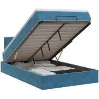 vidaXL Ottoman bed met matras Donkerblauw 120 x 200 cm Fluweel