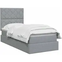 vidaXL LED-bed met opbergruimte en matras, lichtgrijs, 90 x 200 cm, met stoffen bekleding