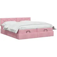 vidaXL Ottoman bed met matras met hoofdeinde 2 st Roze Fluweel
