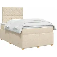 vidaXL Boxspringbed met matras Crèmekleurig 120 x 200 cm Stof