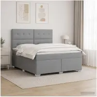 vidaXL Boxspringbed met matras, lichtgrijs, 180 x 200 cm, gestoffeerd
