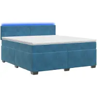 vidaXL Boxspringbed met matras en blauwe LED-verlichting, 140 x 200 cm, fluweel