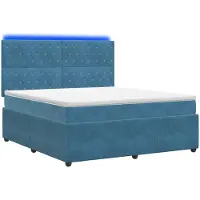 vidaXL LED boxspringbed met matras, blauw, 180 x 200 cm, fluweel