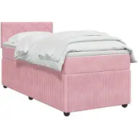 vidaXL Boxspringbed met matras met hoofdeinde Roze 90 x 190 cm Fluweel