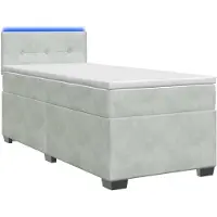 vidaXL Boxspringbed met matras en LED-verlichting, lichtgrijs, 90 x 190 cm, fluweel