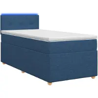 vidaXL Boxspringbed met matras en hoofdeinde, blauw, 90 x 200 cm, stof