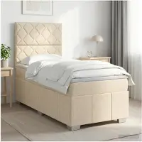 vidaXL Boxspringbed met matras Crèmekleurig 90 x 200 cm Stof