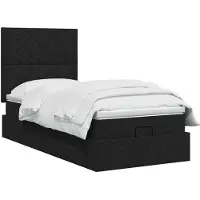 vidaXL - Ottoman - bed - met - matras - met - hoofdeinde - Zwart - 90 - x - 190 - cm - Stof