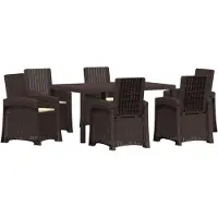 vidaXL Tuin Eettafel Set 7 st Bruin en crèmekleurig PP