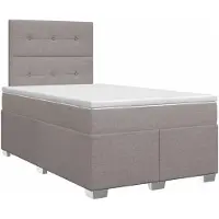 vidaXL Boxspringbed met matras met hoofdeinde Taupe 120 x 200 cm Stof