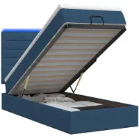 vidaXL Ottomanbed met matras en blauwe LED-verlichting, 90 x 200 cm, met stoffen bekleding