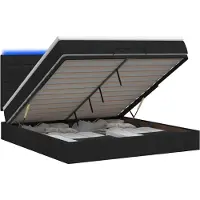 vidaXL Ottomanbed met matras en LED-verlichting, zwart, 140 x 190 cm, met stoffen bekleding