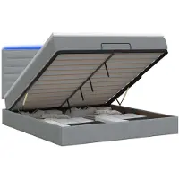 vidaXL Ottomanbed met matras en LED-verlichting, lichtgrijs, 140 x 200 cm, stof