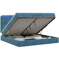 vidaXL Ottomanbed met matras en LED-verlichting, donkerblauw, 200 x 200 cm, fluweel
