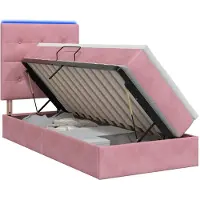 vidaXL LED-bed met matras, roze, 90 x 200 cm, fluweel