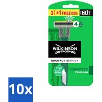 Wilkinson 10 x - Wegwerpscheermesjes - Quattro Essential 4 - Strak Scheren - 4 mesjes - Scheermesje - Wegwerpscheermesje - Strak Scheren - Titanium Mesje - Precisie Mesje