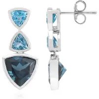 Cavill - Zilveren Oorbellen 925 Sterling Rhodium - 6,49 Ct London Blue Triljant Topaas - Braziliaanse Edelsteen - Elegante Dames Sieraden