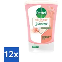 Dettol 12 x - Wasgel Navulling - Skincare - Rozenwater & Sheaboter - 250 ml - Antibacteriële Handzeep - Rozenwater - Sheaboter - Wasgel Navulling - No-Touch Dispenser