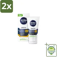 Nivea MEN - Sensitive - Gezichtscrème met SPF 15 - 75 ml - Voordeelverpakking - 2 stuks - Gevoelige huid - Gezichtscreme