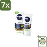 Nivea 7 x MEN - Sensitive - Gezichtscrème met SPF 15 - 75 ml - Grootverpakking - Gevoelige Huid - Gevoelige Mannenhuid - Gezichtscrème - SPF 15 - Alcoholvrije Crème