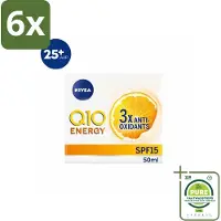Nivea - Q10 Energie Dagcrème - Anti-Rimpel Crème - Normale & vermoeide huid - SPF 15 - Met Vitamine C & Q10 - 50 ml - Voordeelverpakking - 6 stuks - Q10 - Anti-rimpel crème