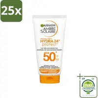 Garnier 25 x - Ambre Solaire - Zonnebrandcrème - Hydra 24H Protect - SPF 50+ - Reisformaat - 50 ml - Grootverpakking - Zonnebrandcrème - Zonnebescherming - SPF 50 - Hydra 24H - Reisformaat