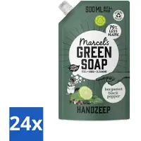 Marcel's Green Soap 24 x - Handzeep - Bergamot & Black Pepper - Natuurlijke verzorging - 500 ml - Handzeep Navulling - Biologische Handzeep - Duurzame Handzeep - Bergamot Zeep - Zwarte Peper Zeep
