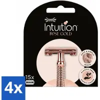 Wilkinson 4 x Intuition - Navulmesjes - Rose Gold Safety Razor - Luxe - 15 mesjes - Scheermesjes - Scheermesjes Dames - Intuition - Scheermesjes Roségoud - Scheermesjes Luxe