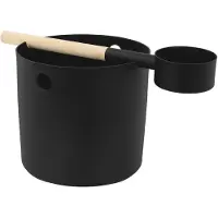 LuxeBath | Sauna-accessoireset, 2-delig, van aluminium, zwart; moderne sauna-opgietset met opgietemmer van 7 liter en saunalepel; sauna-emmer met scheplepel voor thuis