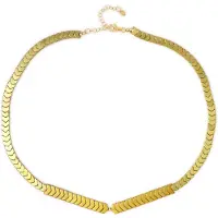 Cavill - Zilveren halsketting - 925 Sterling Zilver, Verguld - Gouden hematiet kralen 128,315 ct - Elegante V-vorm, Modieuze ketting dames