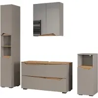 Vicco Badkamermeubelset Marelle, Grijs/Artisanaal eiken, 4 delen