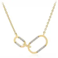 Cavill - Vergulde 925 Sterling Zilver Halsketting - 16 Ronde Tanzanische Zirkonia - Elegante Damesketting voor Speciale Gelegenheden
