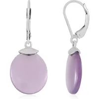 Cavill - Zilveren Oorbellen - 925 Sterling Zilver - Lavendel Chalcedoon Ovaal 9K Totaal - Elegant Paars - Monosono Collectie - Postsluiting