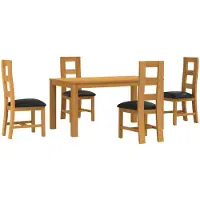 vidaXL Eetset, 5 stuks, zwart, massief eikenhout
