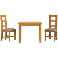 vidaXL Eetset, 3 stuks, grijs, massief eikenhout