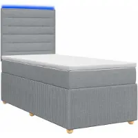 vidaXL LED boxspringbed met matras, lichtgrijs, 100 x 200 cm, gestoffeerd