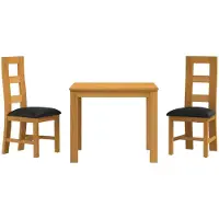 vidaXL Eetset, 3 stuks, zwart, massief eikenhout