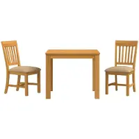 vidaXL Eetset, 3 stuks, beige, massief eikenhout