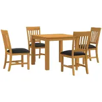 vidaXL Eetset, 5 stuks, zwart, massief eikenhout