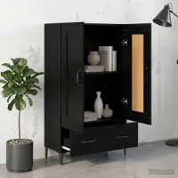 vidaXL Highboard Zwart eiken 70 x 31 x 115 cm Bewerkt hout